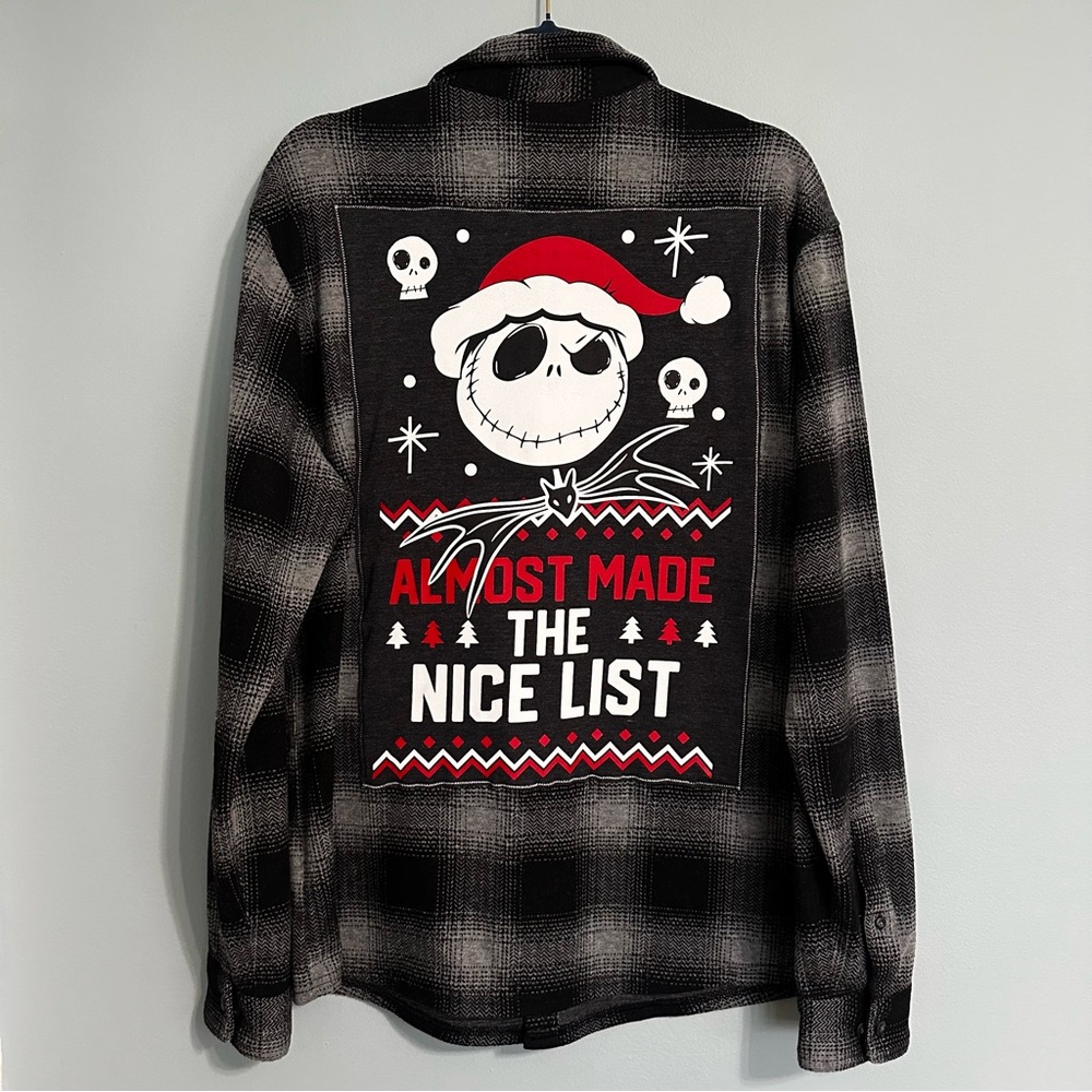Jack Skellington Nice List Christmas Flannel Large